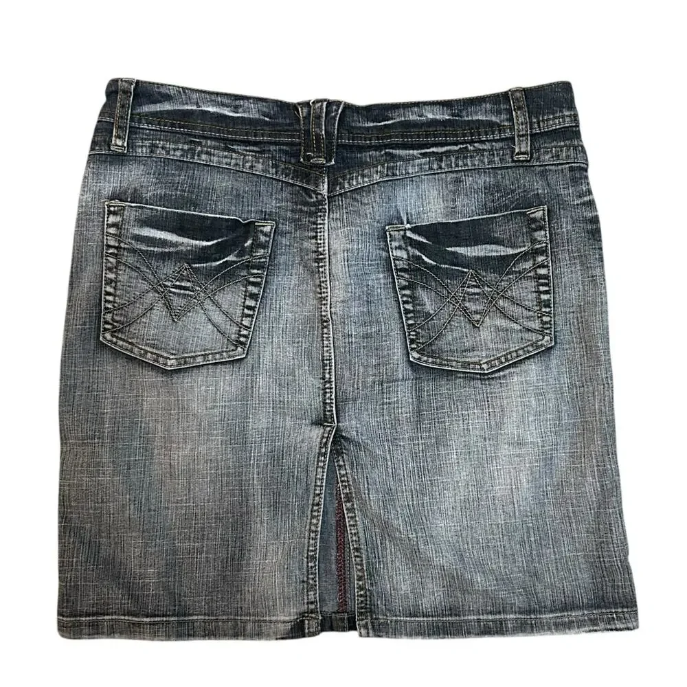 Y2K Mudd Denim Gray Blue Mini Skirt Womens Juniors 11 Grunge Indie Going Out